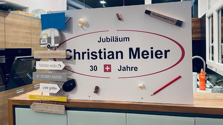 Camping Gutschein für Christian Meier zum 30-järigen Jubliäum